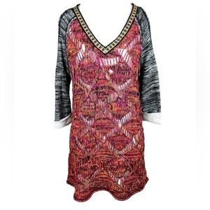 BKE Multicolor Knit Cold Shoulder Sweater